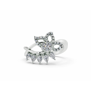 Ring with Pear Cut diamonds of 0.28ct and round diamonds of 0.14ct