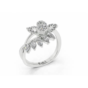 Ring with Pear Cut diamonds of 0.28ct and round diamonds of 0.14ct