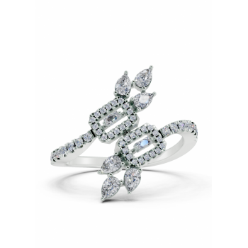 Ring with 0.31ct Pear Cut diamonds, 0.03ct Baget diamonds and 0.16ct round diamonds