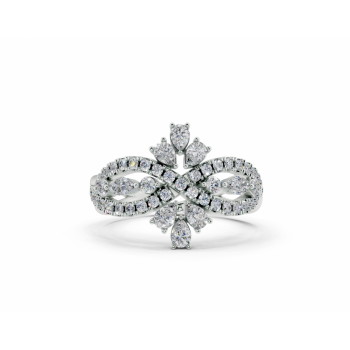 Ring with 0.31ct Pear Cut diamonds, 0.07ct Marquise Cut diamonds and 0.36ct round diamonds