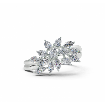 Ring with 0.31ct Pear Cut diamonds and 0.30ct Marquise Cut diamonds
