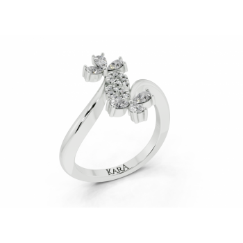 Ring with 0.31ct Pear Cut diamonds and 0.04ct round diamonds