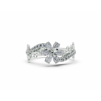 Ring with 0.31ct Pear Cut diamonds and 0.18ct round diamonds