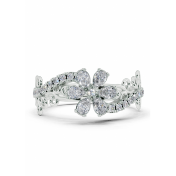 Ring with 0.31ct Pear Cut diamonds and 0.18ct round diamonds