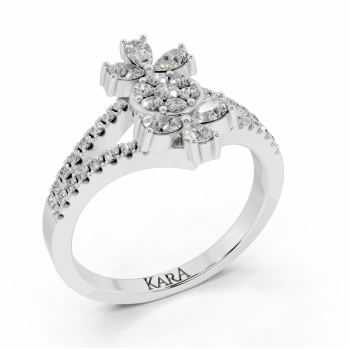 0.31 ct Pear Cut diamond ring with 0.30 ct round diamonds