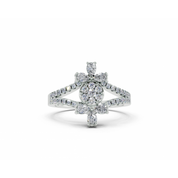 0.31 ct Pear Cut diamond ring with 0.30 ct round diamonds
