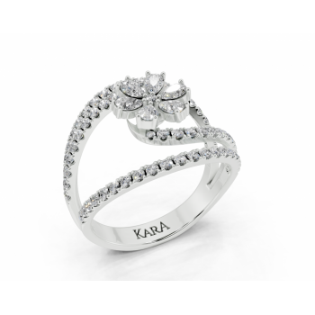 Ring with 0.31ct Pear Cut diamonds and 0.56ct round diamonds