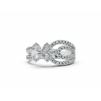 Ring with 0.34ct Pear Cut diamonds and 0.37ct round diamonds