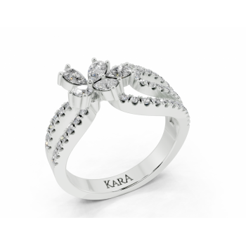 Ring with 0.35ct Pear Cut diamonds and 0.36ct round diamonds