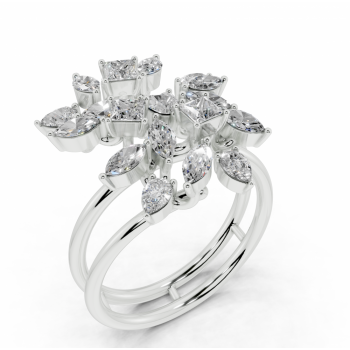 Ring with Pear Cut diamonds of 0.36ct, Marquise Cut diamonds of 0.37ct and Princess Cut diamonds of 0.25ct