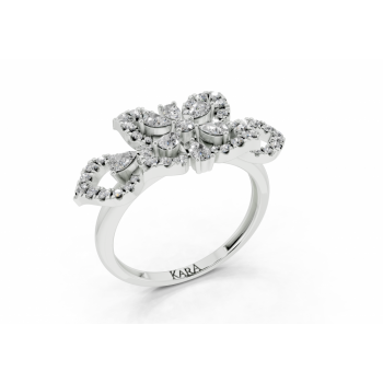 Ring with 0.36ct Pear Cut diamonds and 0.26ct round diamonds