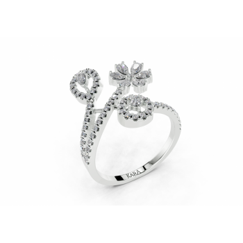 Ring with 0.36ct Pear Cut diamonds and 0.35ct round diamonds