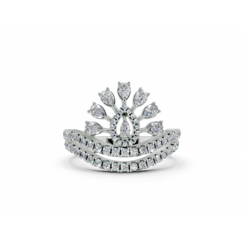 Ring with 0.37ct Pear Cut diamonds and 0.39ct round diamonds