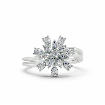 Ring with 0.39ct Pear Cut diamonds, 0.16ct Marquise Cut diamonds and 0.02ct round diamonds
