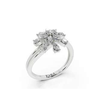 Ring with 0.39ct Pear Cut diamonds, 0.16ct Marquise Cut diamonds and 0.02ct round diamonds