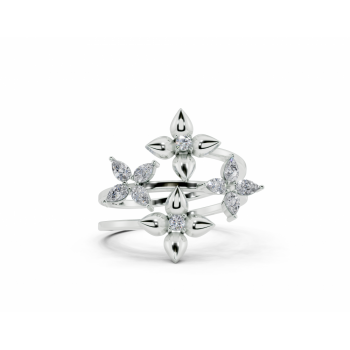 Ring with Pear Cut diamonds of 0.39ct and round diamonds of 0.04ct