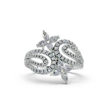 Ring with 0.39ct Pear Cut diamonds and 0.48ct round diamonds