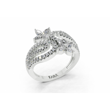 Ring with 0.39ct Pear Cut diamonds and 0.48ct round diamonds