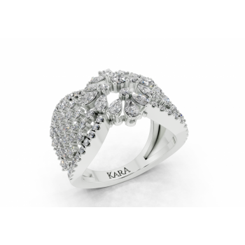 Ring with 0.39ct Pear Cut diamonds and 1.00ct round diamonds