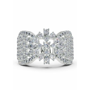 Ring with 0.39ct Pear Cut diamonds and 1.00ct round diamonds