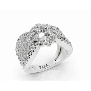 Ring with 0.39ct Pear Cut diamonds and 1.00ct round diamonds