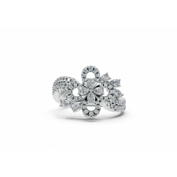Ring with 0.40ct Pear Cut diamonds and 0.34ct round diamonds