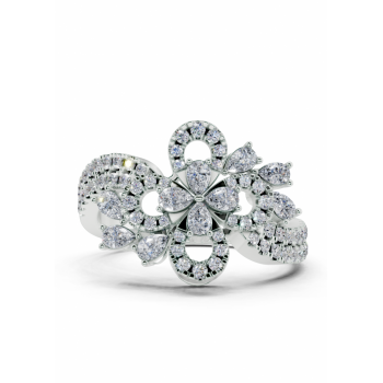 Ring with 0.40ct Pear Cut diamonds and 0.34ct round diamonds