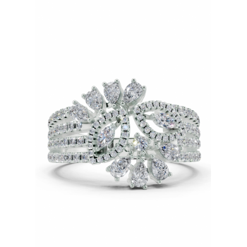 Ring with 0.41ct Pear Cut diamonds, 0.05ct Marquise Cut diamonds and 0.44ct round diamonds