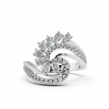 Ring with 0.41ct Pear Cut diamonds and 0.25ct round diamonds