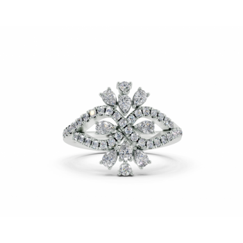 Ring with 0.41ct Pear Cut diamonds and 0.32ct round diamonds
