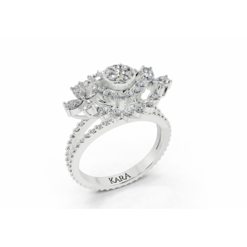 Ring with 0.41ct Pear Cut diamonds and 0.40ct round diamonds