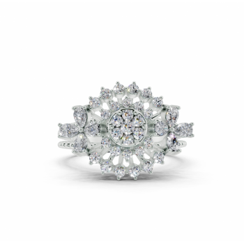 Ring with 0.41ct Pear Cut diamonds and 0.40ct round diamonds