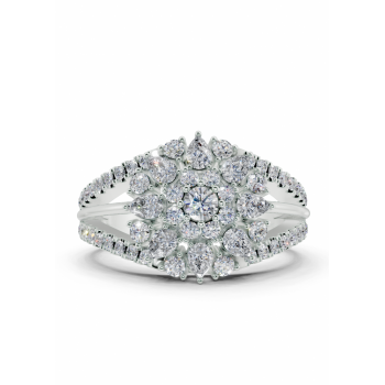 Ring with 0.41ct Pear Cut diamonds and 0.54ct round diamonds