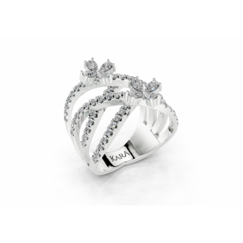Ring with 0.41ct Pear Cut diamonds and 0.80ct round diamonds