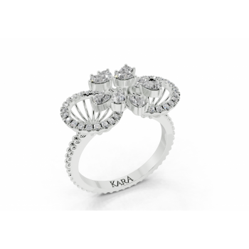 Ring with 0.50ct Pear Cut diamonds and 0.22ct round diamonds