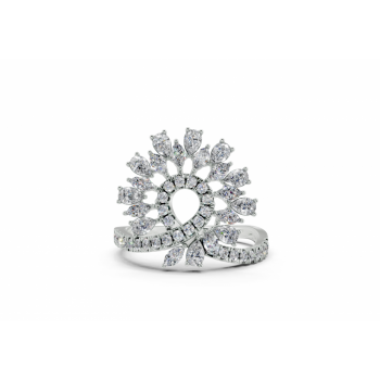 Ring with 0.52ct Pear Cut diamonds, 0.24ct Marquise Cut diamonds and 0.24ct round diamonds
