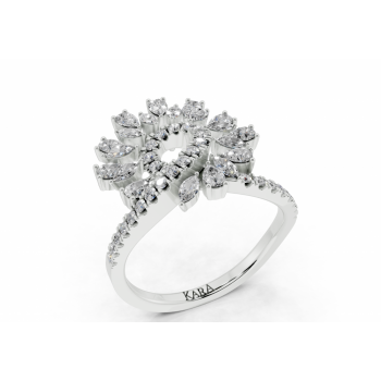 Ring with 0.52ct Pear Cut diamonds, 0.24ct Marquise Cut diamonds and 0.24ct round diamonds