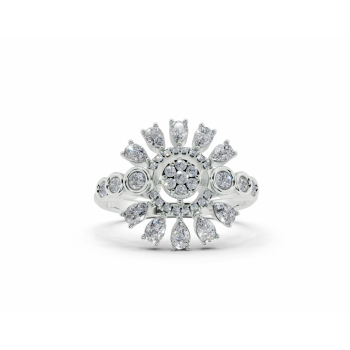 Ring with 0.52ct Pear Cut diamonds and 0.22ct round diamonds