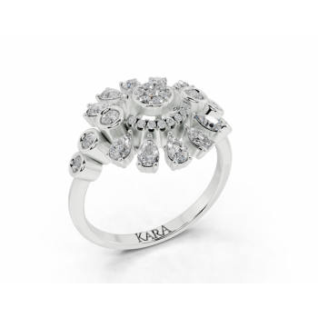 Ring with 0.52ct Pear Cut diamonds and 0.22ct round diamonds