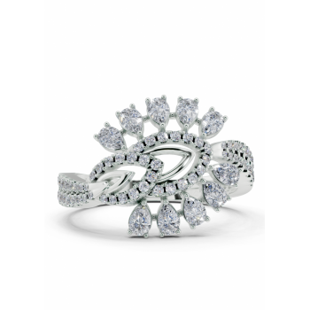 Ring with 0.52ct Pear Cut diamonds and 0.23ct round diamonds