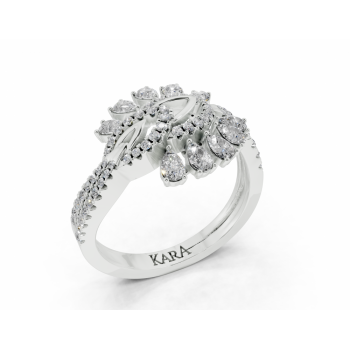 Ring with 0.52ct Pear Cut diamonds and 0.23ct round diamonds