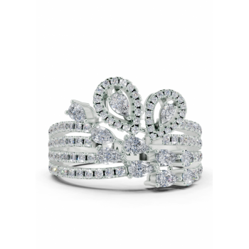 Ring with 0.54ct Pear Cut diamonds and 0.41ct round diamonds
