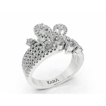 Ring with 0.54ct Pear Cut diamonds and 0.41ct round diamonds