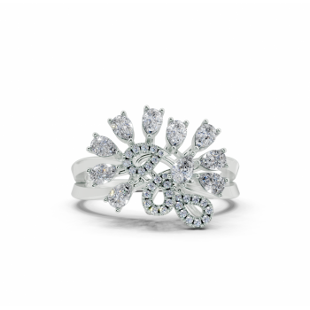 0.56ct Pear Cut diamond ring with 0.06ct round diamonds