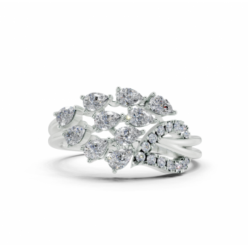 Ring with 0.56ct Pear Cut diamonds and 0.08ct round diamonds