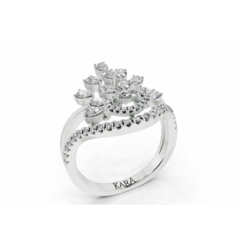 Ring with 0.62ct Pear Cut diamonds, 0.02ct Marquise Cut diamonds and 0.19ct round diamonds
