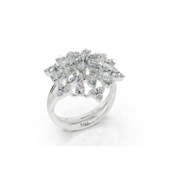 Ring with 0.62ct Pear Cut diamonds, 0.22ct Marquise Cut diamonds and 0.24ct round diamonds