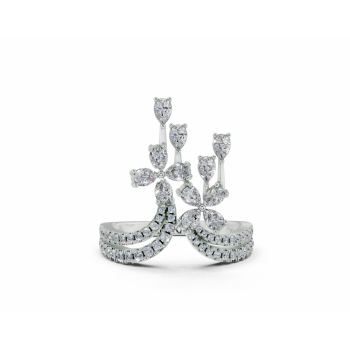 Ring with 0.62ct Pear Cut diamonds and 0.26ct round diamonds