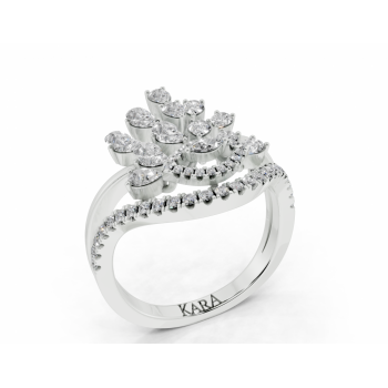 Ring with 0.62ct Pear Cut diamonds, a 0.02ct Marquise Cut diamond and 0.19ct round diamonds