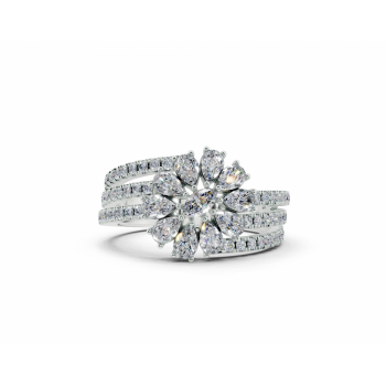 Ring with 0.66ct Pear Cut diamonds, 0.06ct Marquise diamonds and 0.33ct round diamonds